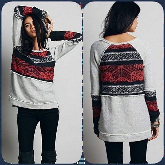Free People Snow Angel Distressed Scoop Neck Pullover Sweater Medium - Picture 5 of 7